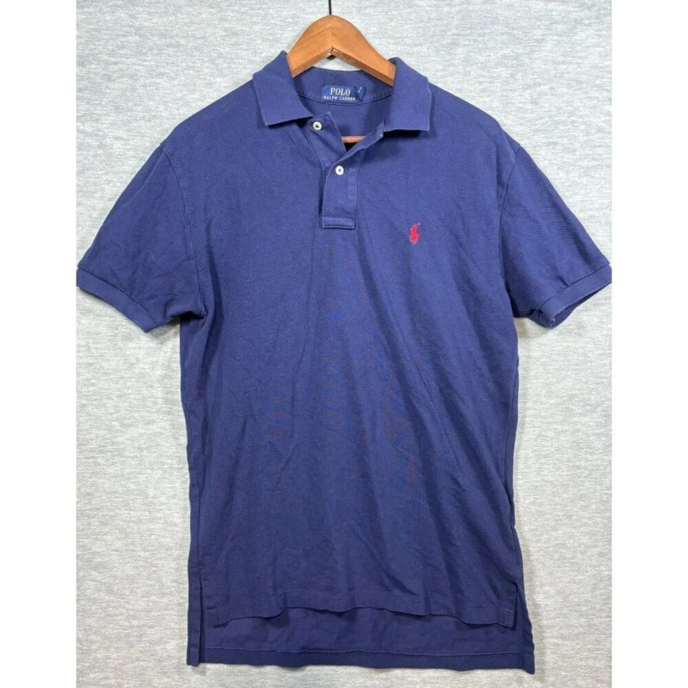 Ralph Lauren Polo Shirt Mens M Blue Cotton Logo Preppy Classic